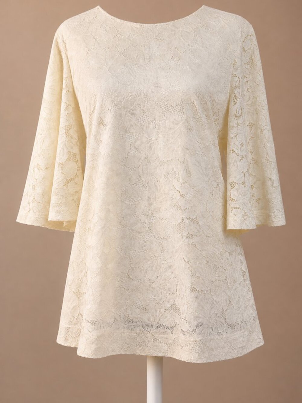 BANANA REPUBLIC Lined White Lace Flutter Bell Sleeve Top Women's Size M